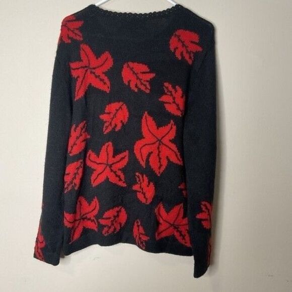 NWI Handmade Tabask Alpaca Blend Button Front Cardigan Women Large Black/Red - Picture 9 of 9